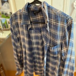 Blue plaid button up shirt